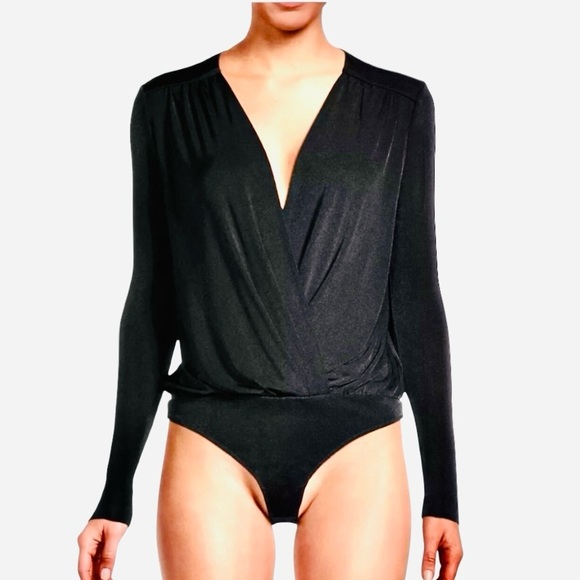 Intimately Free People Black Faux Wrap Bodysuit Women’s Size Small - Picture 1 of 10